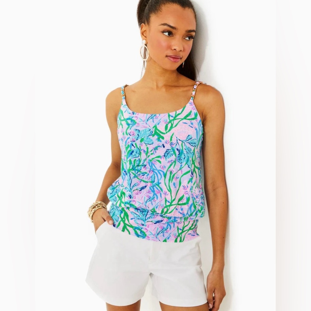 NEW NIB Lilly Pulitzer Cannavale Knit Top Blouson in Multi Seacret Escape XL HTF